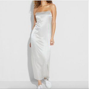 Theory Silver Slip Dress in Satin